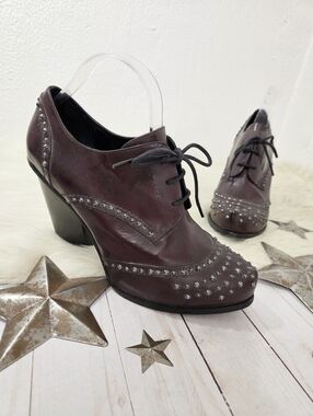 Kenneth Cole Speed Up studded oxford heels oxblood red patent women's size 10
